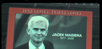 ''NIEFORTUNNA'' ramka sponsora przy oddaniu hołdu dla Jacka Magiery